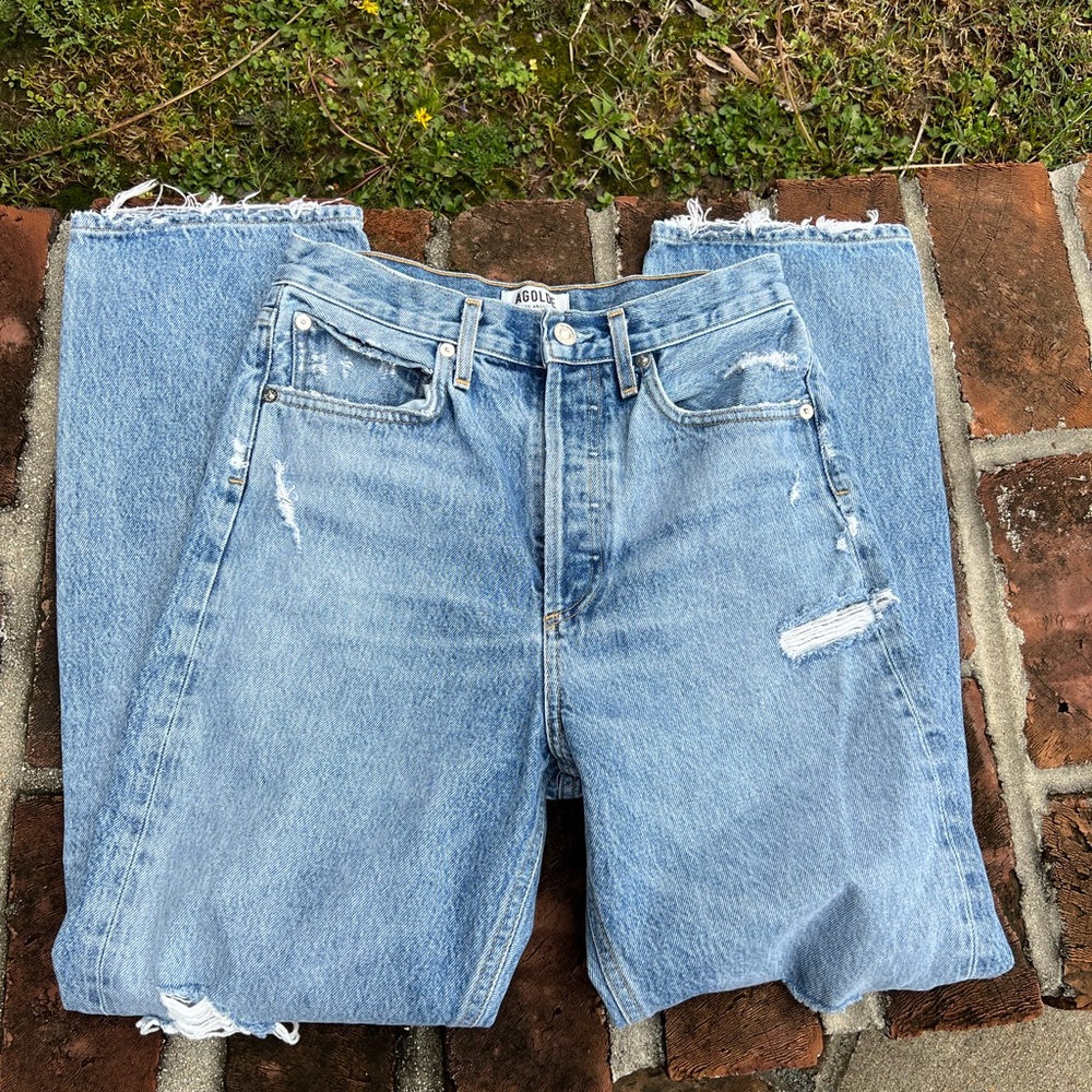 AGOLDE medium wash distressed 90's jean size 25